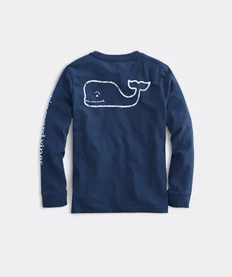 Kids' Vintage Whale Graphic Long-Sleeve Pocket Tee