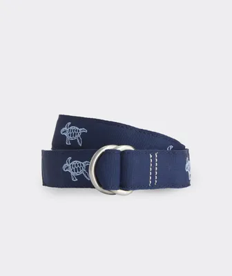 Boys' Turtle Icon Ribbon D-Ring Belt