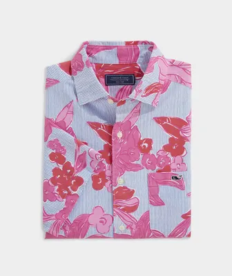 Kentucky Derby Stretch Poplin Short-Sleeve Roses & Posies Shirt