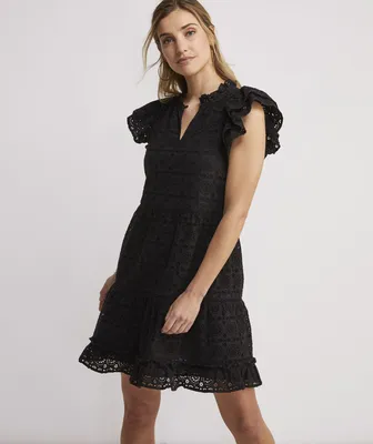 Eyelet Tiered Ruffle Dress