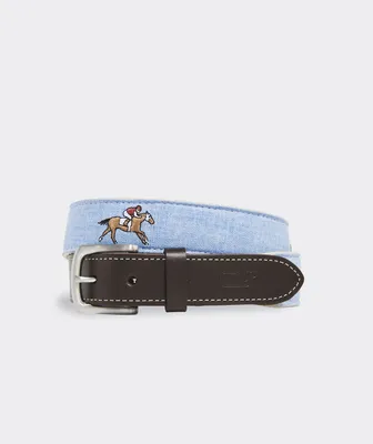 Kentucky Derby Run for the Roses Embroidered Canvas Club Belt