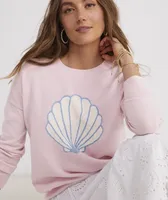 Shell Intarsia Cashmere Crewneck Sweater