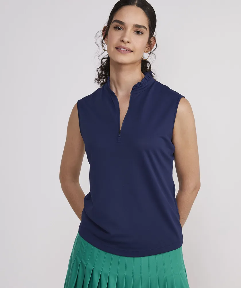 Performance Ruffled Sleeveless Polo