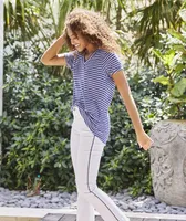 Striped Linen V-Neck Tee