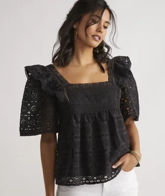 Eyelet Ruffle Top