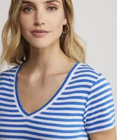 Striped V-Neck Simple Tee