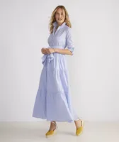 Kentucky Derby Striped Tiered Shirtdress