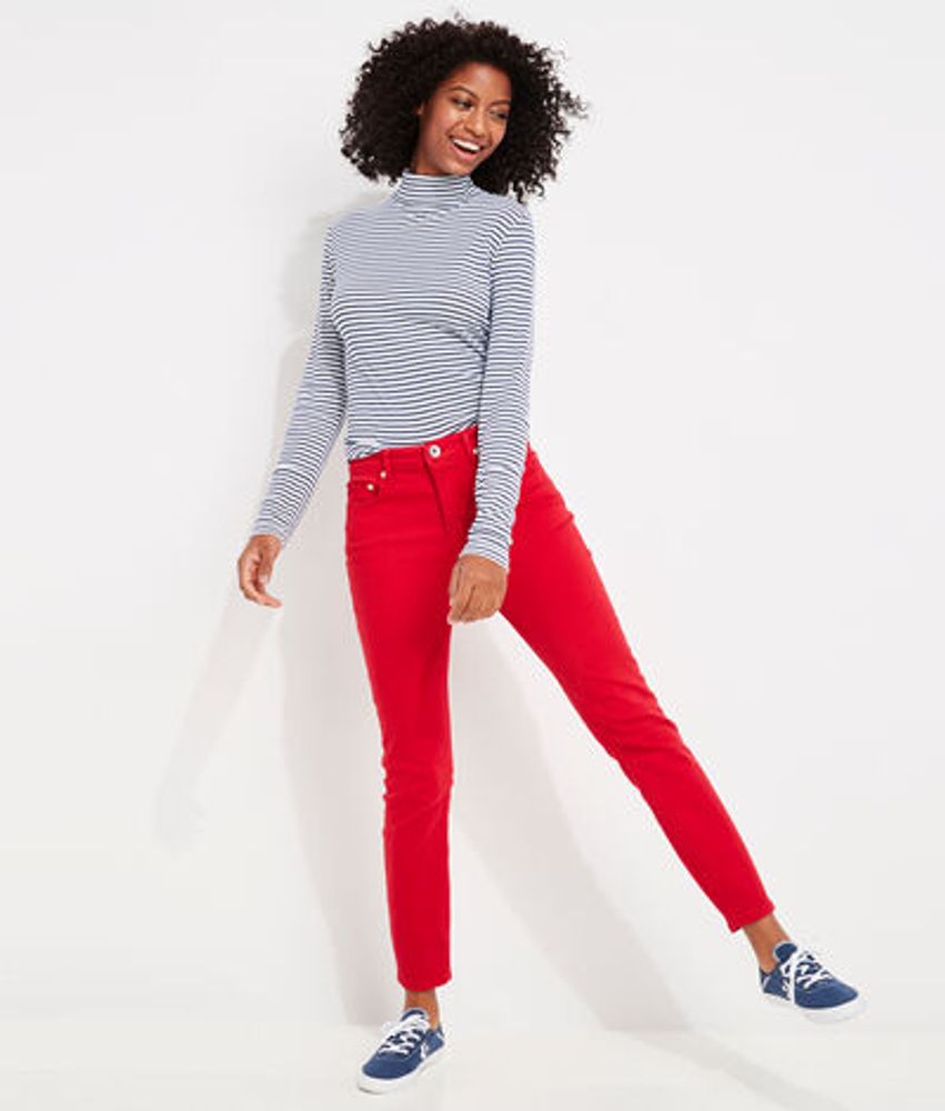 Vineyard Vines Jamie High-Rise Garment-Dyed Jeans (Red Velvet) (Size: 25)
