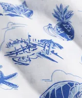 Linen Short-Sleeve Harbour Icons Print Shirt