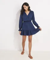 Textured Smocked Wrap Dress