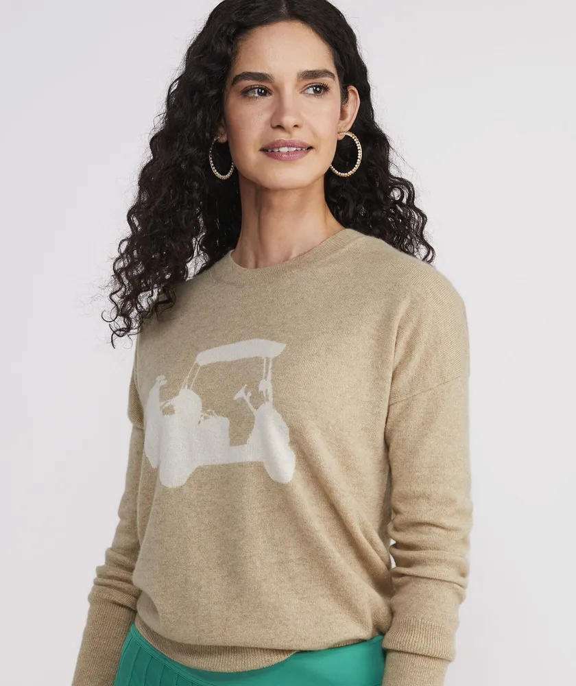 Golf Cart Intarsia Cashmere Crewneck Sweater