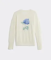 Hydrangea Intarsia Cashmere Crewneck Sweater