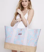 Cay Floral Wicker Bottom Tote