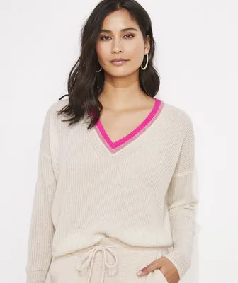 Seaspun Cashmere Pop V-Neck Sweater