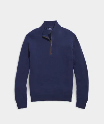 Cashmere Fisherman Rib Quarter-Zip Sweater