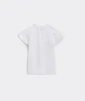 Girls' Seastitch Gauze Ruffle Top