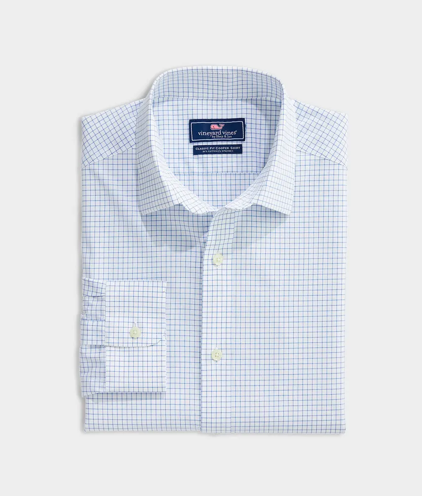 Stretch Poplin Check Spread Collar Shirt