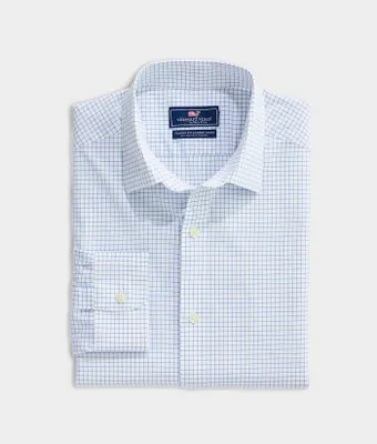 Stretch Poplin Check Spread Collar Shirt