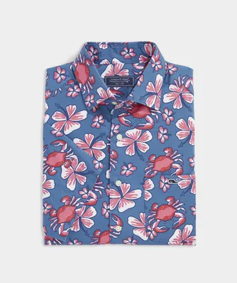 Stretch Poplin Short-Sleeve Chappy Crab Shirt