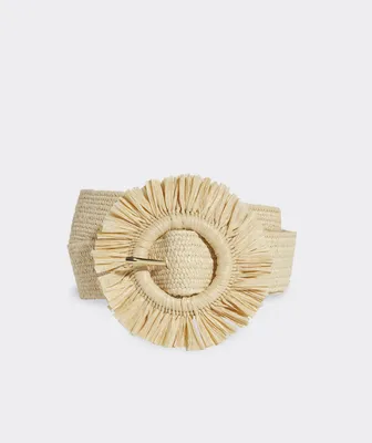 Fringe Buckle Stretch Straw Belt