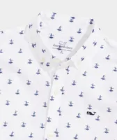 Boys Sailboat Micro Printed Short Sleeve Shirt