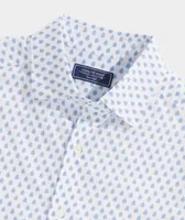 Stretch Poplin Short-Sleeve Leaf Tile Shirt