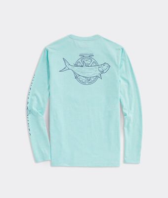 Vineyard Vines Sailfish Long-Sleeve Harbor Performance T-Shirt (Blue  Heather) (Size