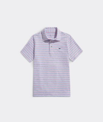 Vineyard Vines Boys' St. Jean Stripe Sankaty Polo (Ocean Breeze Tejeda) (Size: L)