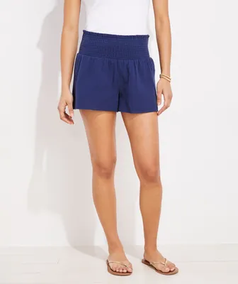 Gauzy Smocked Pull-On Shorts