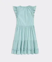 Girls' Striped Tiered Ruffle Neck Dress