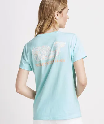 Cay Floral Whale Short-Sleeve Pocket Tee