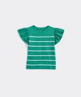 Girls' Striped Flutter-Sleeve Surftee™