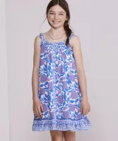 Girls' Hydrangea Block Print Dress