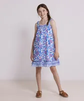 Girls' Hydrangea Block Print Dress