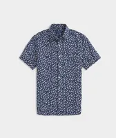 Stretch Poplin Short-Sleeve Harbour Toss Print Shirt