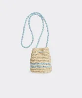 Girls' Crochet Straw Bucket Bag