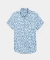Boys' Stretch Poplin Short-Sleeve Fish Print Shirt