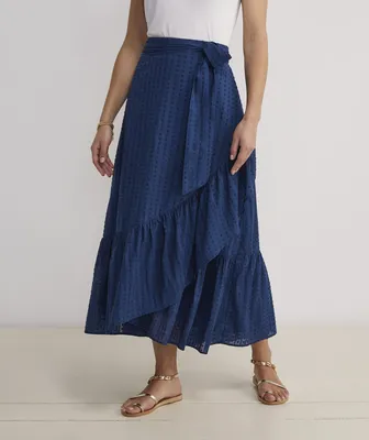 Swiss Dot Tie-Waist Maxi Skirt