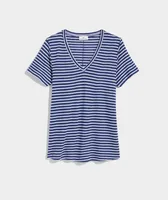 Striped Linen V-Neck Tee