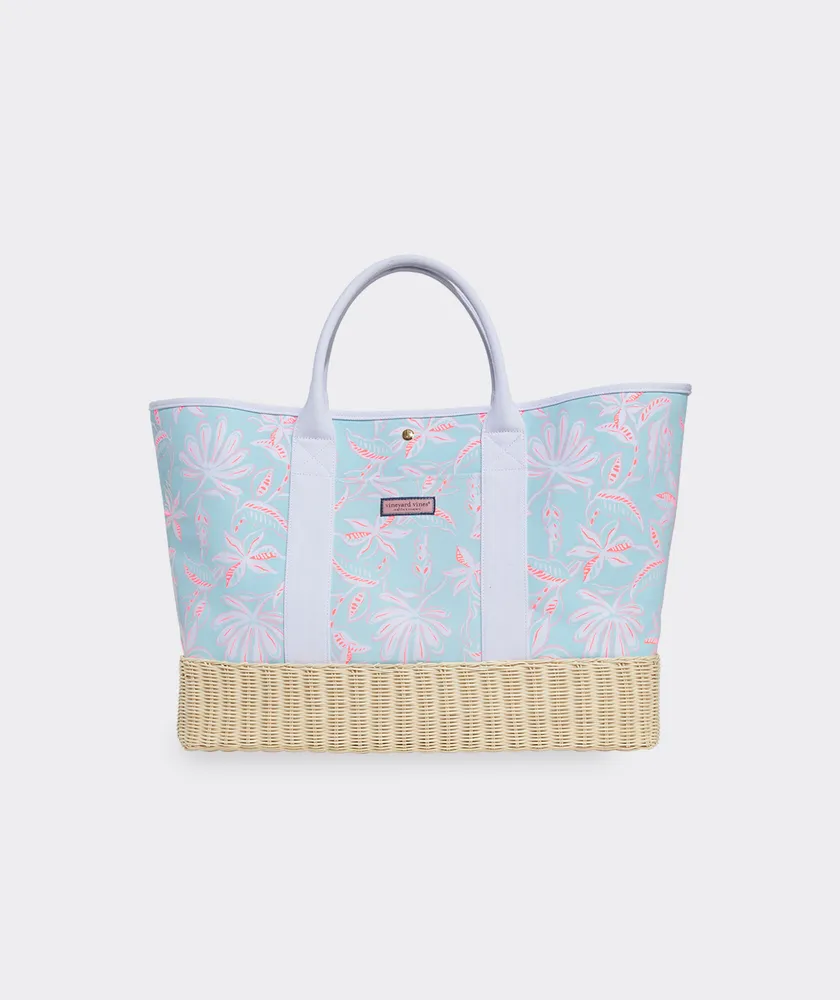 Cay Floral Wicker Bottom Tote