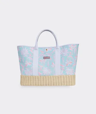 Cay Floral Wicker Bottom Tote
