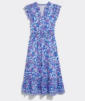 Hydrangea Block Print Maxi Dress