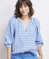 Seastitch Double Gauze Floral Block Print Popover