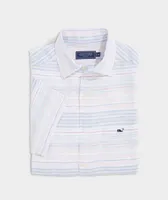 Linen Short-Sleeve Horizontal Stripe Shirt