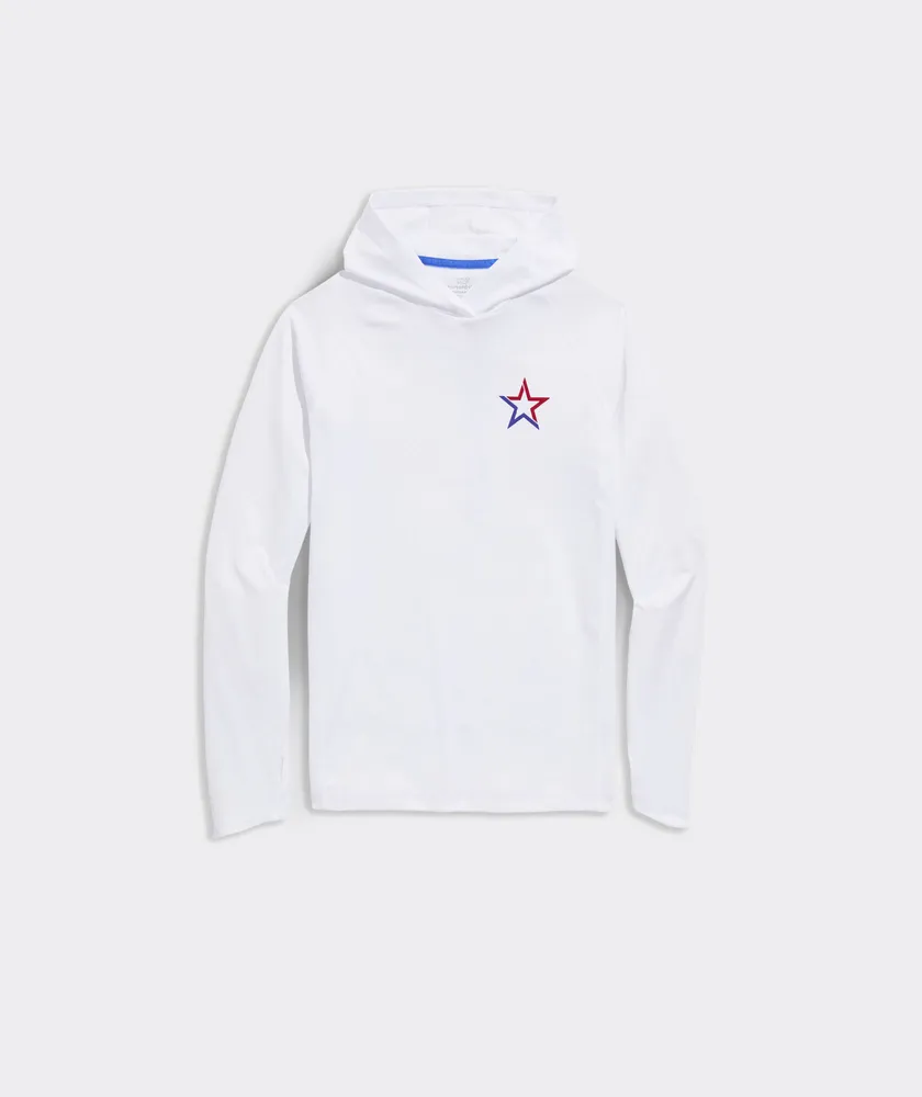 Vineyard Vines Boys' VV Star Long-Sleeve Harbor Performance Hoodie Tee