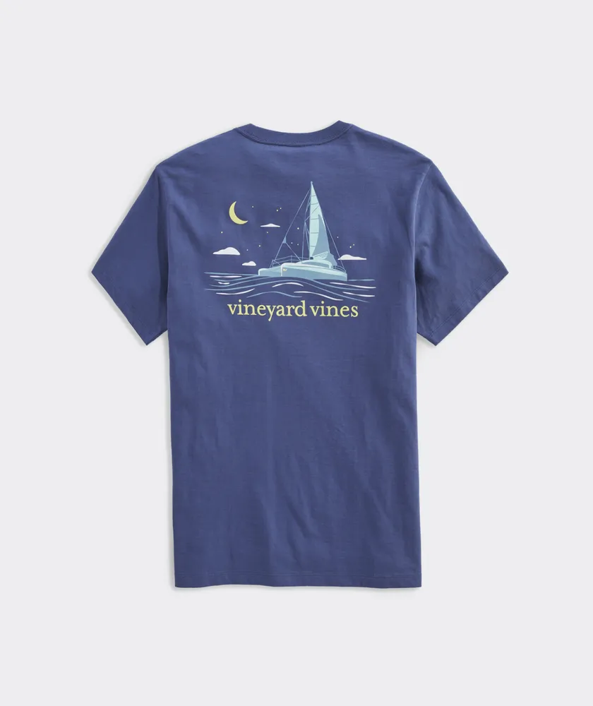 Catamaran Night Sailing Short-Sleeve Pocket Tee