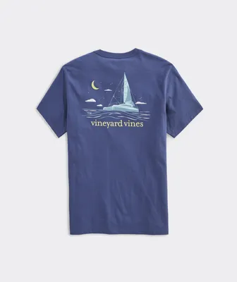 Catamaran Night Sailing Short-Sleeve Pocket Tee