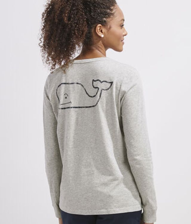 vineyard vines Women's Long-Sleeve Vintage Whale Pocket T-Shirt (Paradise  Punch, Small)