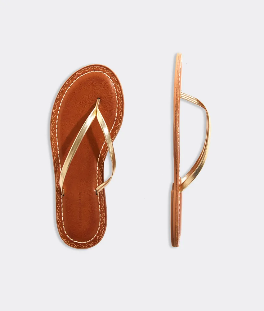 Skinny Strap Patent Leather Flip Flops