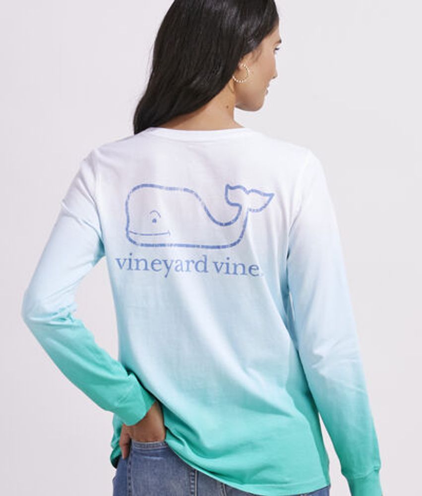Vineyard Vines Long-Sleeve Dip-Dyed Vintage Whale T-Shirt (Green) (Size